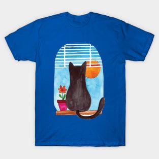 Cat looking out window T-Shirt